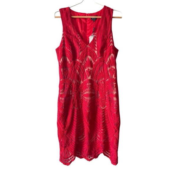 Bardot Red Lace Sheath Dress 10 - Picture 2 of 6